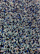 Stretch Velvet Sequins Fabric - Aqua / Royal Blue - Velvet Sequins 2 Way Stretch 58/60” By Yard