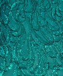 Fashion Design Stretch Sequins - 4 Way Stretch Lace Mesh Sequins Fabric by Yard