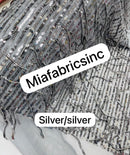 1 Fringe Fabric -  Stretch Sequins Design on Mesh By Yard