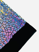 Mirror Sequins Velvet Fabric - Iridescent Aqua Blue - Large Shiny Mirror Cut Sequins By Yard