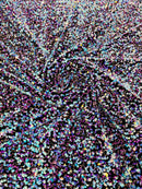 Stretch Velvet Sequins Fabric - Aqua Blue Iridescent - Velvet Sequins 2 Way Stretch 58/60” By Yard