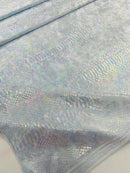 Anaconda Stretch Velvet - Baby Blue - 58/60" Stretch Velvet Fabric with Anaconda Snake Print By Yard