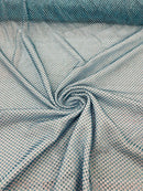 Fish Net Spandex Rhinestone Fabric - Baby Blue - Solid Spandex Fish Net Design Fabric with Rhinestones by Yard