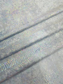 Anaconda Stretch Velvet - Baby Blue - 58/60" Stretch Velvet Fabric with Anaconda Snake Print By Yard