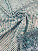 Fish Net Spandex Rhinestone Fabric - Solid Spandex Fish Net Rhinestones Fabric Sold by Yard