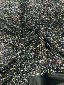 Stretch Velvet Sequins Fabric - Black / Silver - Velvet Sequins 2 Way Stretch 58/60” By Yard