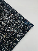 Stretch Velvet Sequins Fabric - Black / Silver - Velvet Sequins 2 Way Stretch 58/60” By Yard
