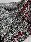 Cheetah Design Spandex Fabric - Black / Silver - 58/60" Animal Print 4 Way Stretch Fabric By Yard
