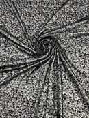 Heavy Duty Sequins Pearl Fabric - Black - Heavy Handmade Embroidery Lace with Sequins All Over By Yard