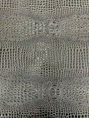 Gator Embossed Vinyl Leather Fabric - Black - Faux Gator Skin Vinyl Fabric Sold By Yard