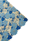 Multi-Color Guipure Lace Design Fabric - Blue/Beige - Floral Lace Fabric by Yard