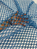 Diamond Sequins Fabric - Blue - Diamond Geometric Net Design on Mesh Lace Fabric By Yard