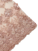 Corded Floral 3D Fabric - Blush - Embroidered Floral Design on Lace Mesh Fabric by Yard
