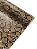 Snake Python Faux Leather Vinyl - Brown - 3D Snake Print Design Embossed Vinyl By Yard