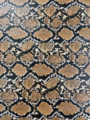 Snake Python Faux Leather Vinyl - Brown - 3D Snake Print Design Embossed Vinyl By Yard