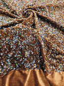 Stretch Velvet Sequins Fabric - Brown Hologram - Velvet Sequins 2 Way Stretch 58/60” By Yard