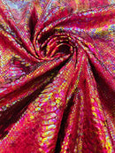 Anaconda Stretch Velvet - Burgundy - 58/60" Stretch Velvet Fabric with Anaconda Snake Print By Yard