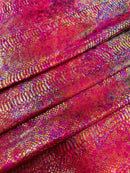 Anaconda Stretch Velvet - Burgundy - 58/60" Stretch Velvet Fabric with Anaconda Snake Print By Yard