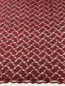 Floral Pearls and Sequins Fabric - Burgundy - Beaded Fabric Embroidered Lace By The Yard