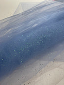 Sparkling Glitter Tulle Fabric - Blue - Sparkling Glitter Tulle Mesh Fabric Sold By Yard
