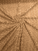 58" Minky Swirl Rose Fabric - Camel - Soft Rosebud Plush Fur Fabric Sold By The Yard