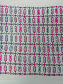 Geometric Stretch Sequin - Fancy Gem Jewel Design on Mesh Pick Color - 25 Yard Roll