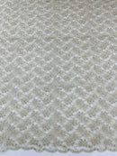 Floral Pearls and Sequins Fabric - Champagne - Beaded Fabric Embroidered Lace By The Yard