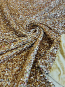 Stretch Velvet Sequins Fabric - Champagne - Velvet Sequins 2 Way Stretch 58/60” By Yard