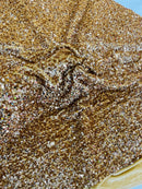 Stretch Velvet Sequins Fabric - Champagne - Velvet Sequins 2 Way Stretch 58/60” By Yard