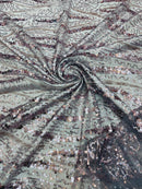 Wavy Design Beaded Fabric - Charcoal - Beaded Wavy Leaf Embroidered Fabric By Yard