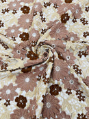 Multi-Color Guipure Lace Design Fabric - Coffee - Floral Lace Fabric by Yard