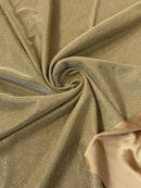 Shimmer Glitter Fabric - Champagne - Luxury Sparkle Stretch Solid Fabric Sold By Yard