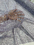Pearl Sequins Bead Fabric - Dark Grape - Small Beads and Sequins Embroidered on Lace By Yard