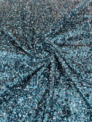 Stretch Velvet Sequins Fabric - Dark Teal - Velvet Sequins 2 Way Stretch 58/60” By Yard