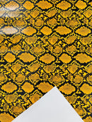 Snake Python Faux Leather Vinyl - Desert Gold - 3D Snake Print Design Embossed Vinyl By Yard