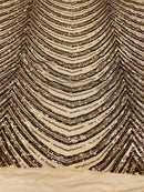 Wavy Pattern - Iridescent Brown- 4 Way Stretch High Fashion Shiny Pattern Sequins
