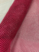 Fish Net Spandex Rhinestone Fabric - Fuchsia - Solid Spandex Fish Net Design Fabric with Rhinestones by Yard