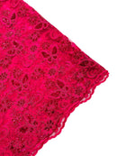 Butterfly Sequins Fabric - Fuchsia - Metallic Floral Butterfly Design on Lace Fabric By Yard