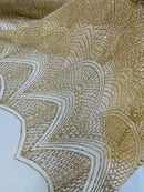 Geometric Glitter Fabric - Gold - Shimmer Glitter Geometric Design Fabric By Yard