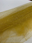 Sparkling Glitter Tulle Fabric - Gold - Sparkling Glitter Tulle Mesh Fabric Sold By Yard