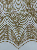 Geometric Glitter Fabric - Gold - Shimmer Glitter Geometric Design Fabric By Yard