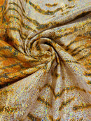 Tiger Design Spandex Fabric - Gold - 58/60" Animal Print Mystique 4 Way Stretch Fabric By Yard