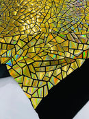 Mirror Sequins Velvet Fabric - Iridescent Gold - Large Shiny Mirror Cut Sequins By Yard
