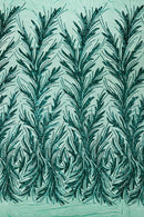 Leaf Design Stretch Sequins - Green - 4 Way Stretch Lace Mesh Sequins Fabric by Yard