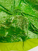Flip Up Sequins Reversible - Green Iridescent - Shiny Reversible Mermaid Sequins Fabric By Yard