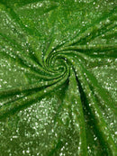 Flip Up Sequins Reversible - Green Iridescent - Shiny Reversible Mermaid Sequins Fabric By Yard