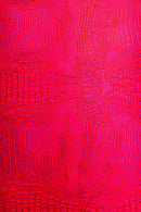 Alligator Faux Leather Vinyl - Hot Pink / Lilac - Fabric 3D Scales Design Vinyl Alligator By Yard