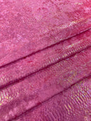 Anaconda Stretch Velvet - Hot Pink - 58/60" Stretch Velvet Fabric with Anaconda Snake Print By Yard
