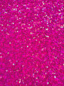 Stretch Velvet Sequins Fabric - Hot Pink Iridescent