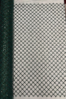Beaded Diamond Net Fabric - Hunter Green - Embroidered Geometric Beaded Sequins Fabric Sold By Yard